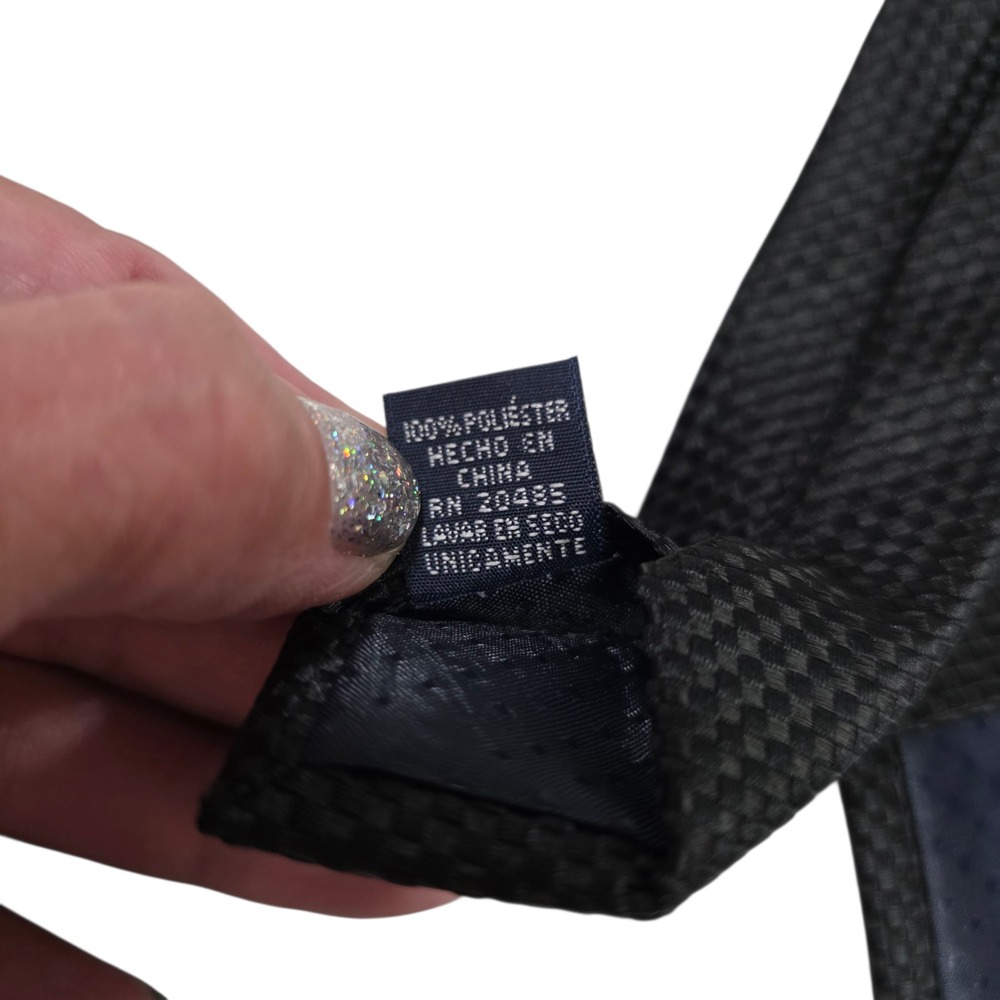 Pierre Cardin Mens Necktie Black Textured Polyester Pattern Slim Designer‎ Work - Picture 7 of 10
